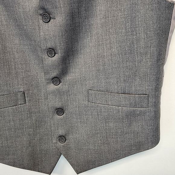 Chama Waistcoat Vest Mens M 38 Gray Rayon Blend Lined Business Wedding Formal - Picture 4 of 8